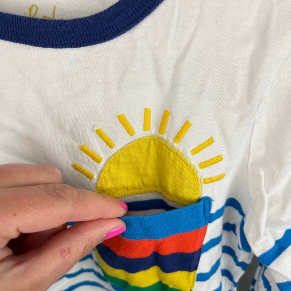 Mini Boden Long Sleeve Breton T-Shirt Ivory/Moroccan Blue Weather 6-7 - Picture 3 of 6